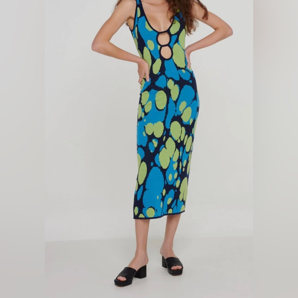 ANOTHER GIRL Organic Cotton‎ Lava Lamp Knit Midi Dress In Multi